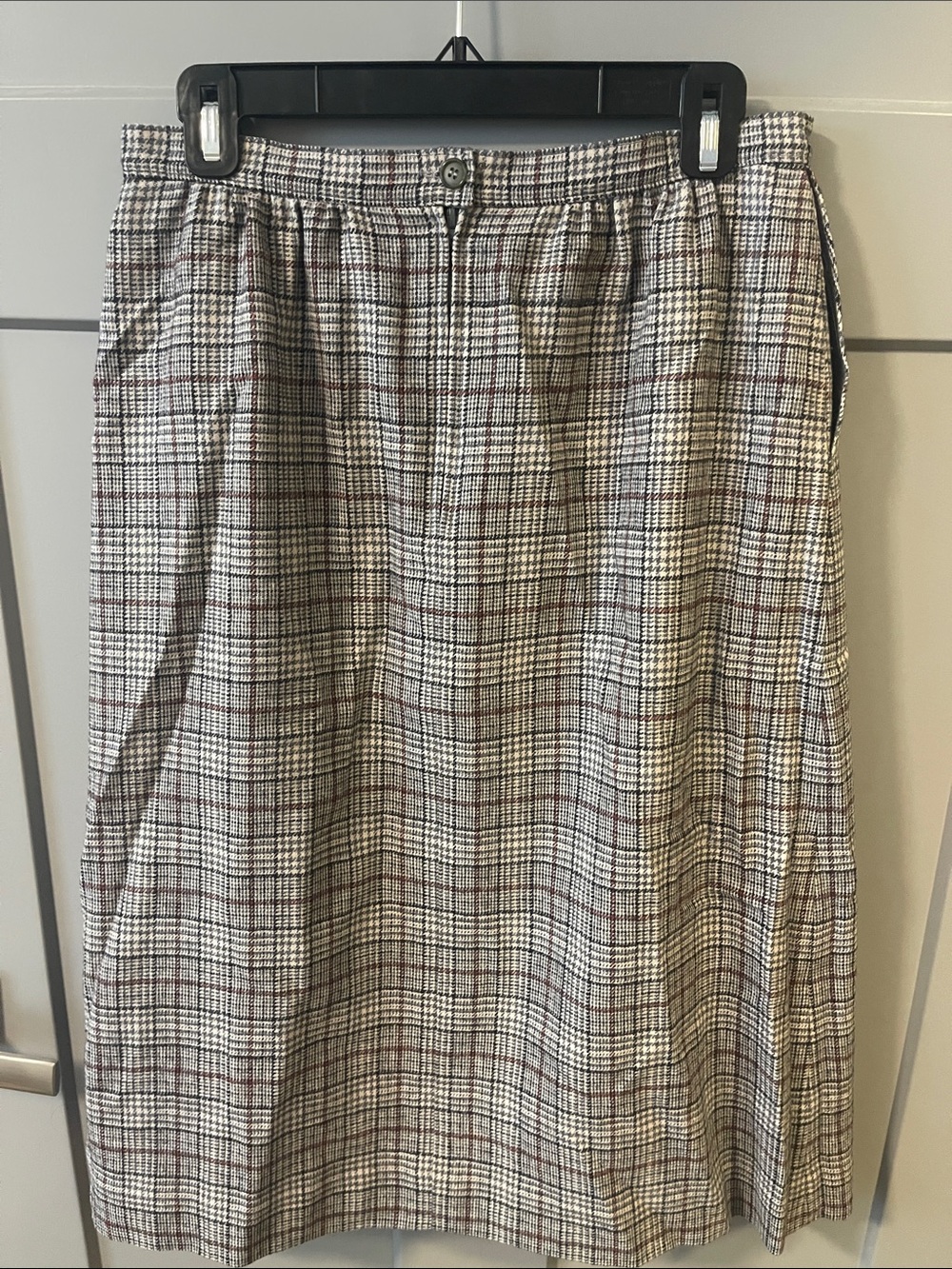 Plaid Midi Skirt in Cream and Brown